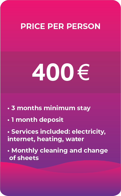 Rates double room with shared bathroom